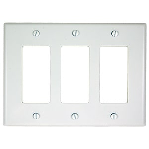 Leviton Three Gang Mid Size Decora Plate - White