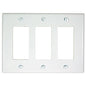 Leviton Three Gang Mid Size Decora Plate - White
