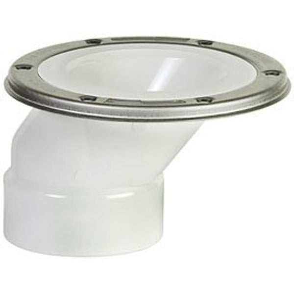 Open Offset Closet Flange, 4 x 3 in, Hub, PVC