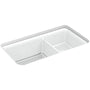 Cairn Slim Divide 33-1/2" Undermount Double Bowl Neoroc Granite Composite Kitchen Sink with Large Bowl Sink Rack