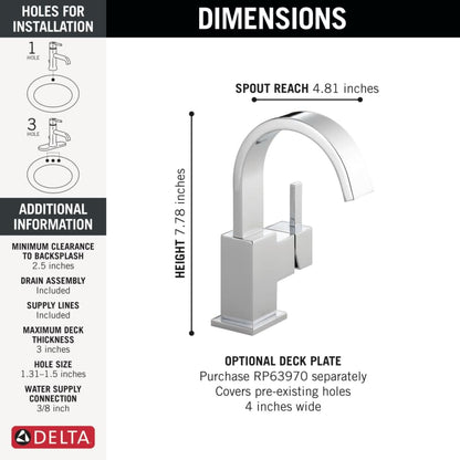 Vero Single Hole Bathroom Faucet with Pop-Up Drain Assembly