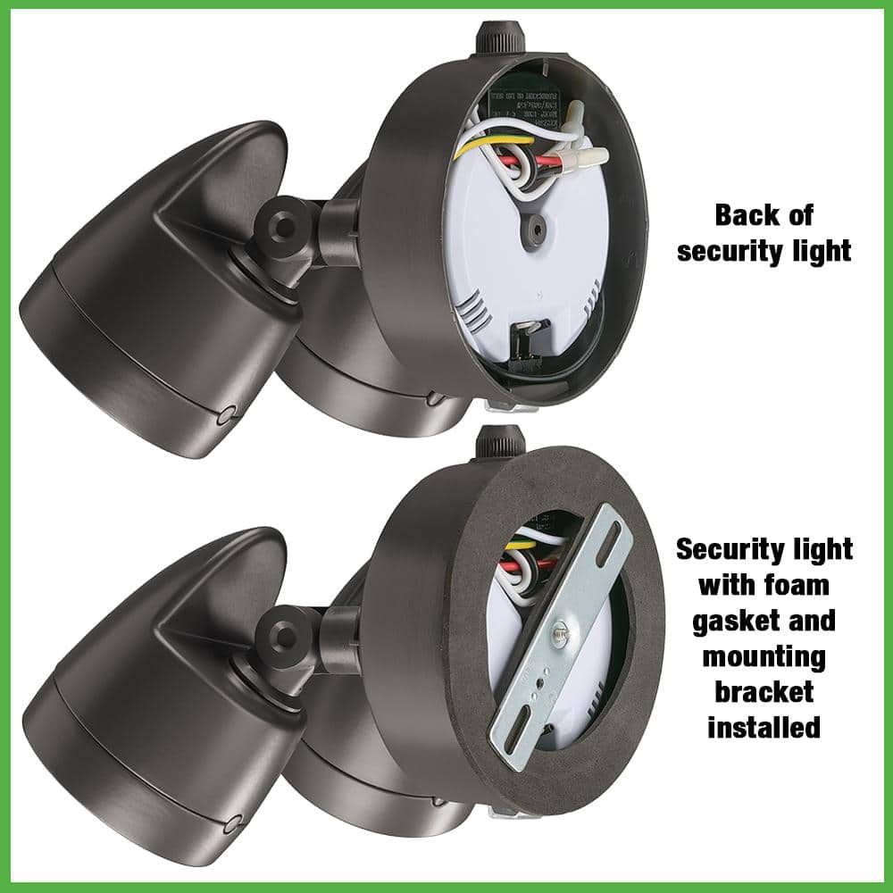 Dusk to Dawn Sensor Bronze Exterior Outdoor Twin Head LED Flood Light Security 1200 to 2400 Lumens 4000K Wet Rated