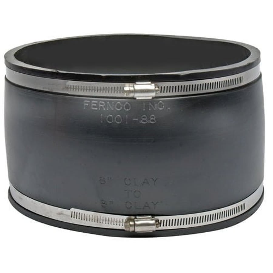 Transition Coupling, 8 in, Clay x Clay, Flexible PVC