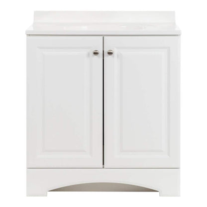 31 in. W x 19 in. D x 35 in. H Single Sink Freestanding Bath Vanity in White with White Cultured Marble Top