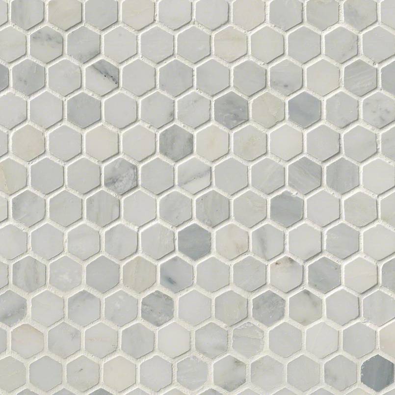 Arabescato Carrara 1" Hexagon Mosaic Tile