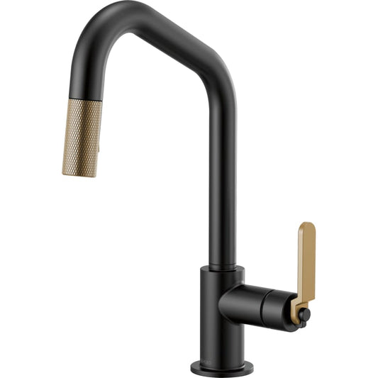 Litze Single Handle Angled Spout Pull Down Kitchen Faucet with Industrial Handle - Limited Lifetime Warranty