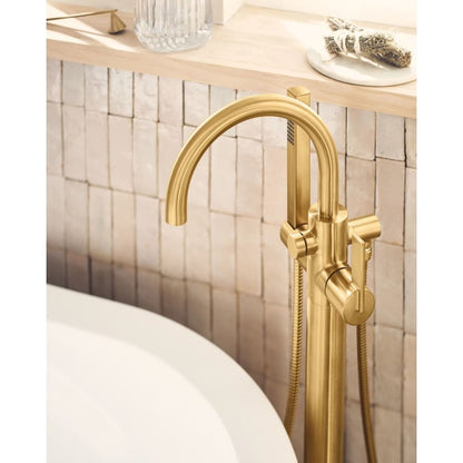Cia Floor Mounted Tub Filler with Built-In Diverter - Includes Hand Shower