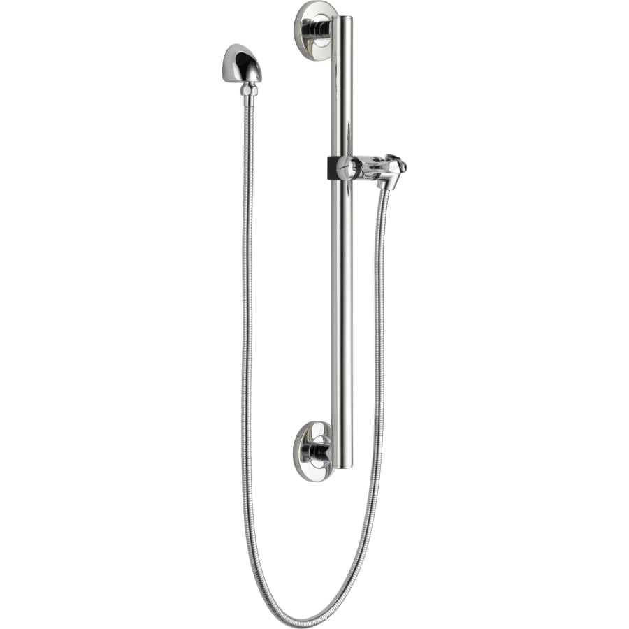 Universal Showering Adjustable Round 24" Slide Bar / Grab Bar Set with Hose and Elbow