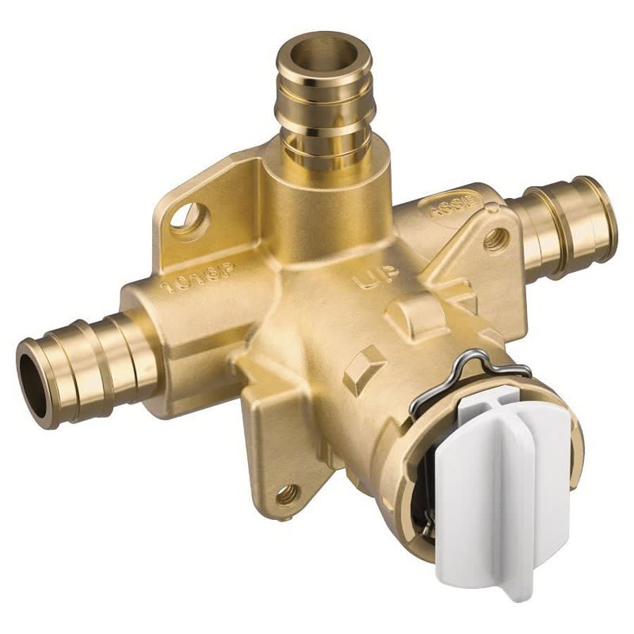 Posi-Temp® M-Pact® Pressure Balancing Valve, 1/2 in, Cold Expansion PEX Inlet x 1/2 in, Cold Expansion PEX Outlet, Brass Body