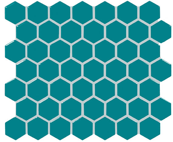 Color Wheel Mosaic Ocean Blue Hexagon 1.5X1.5 Glossy