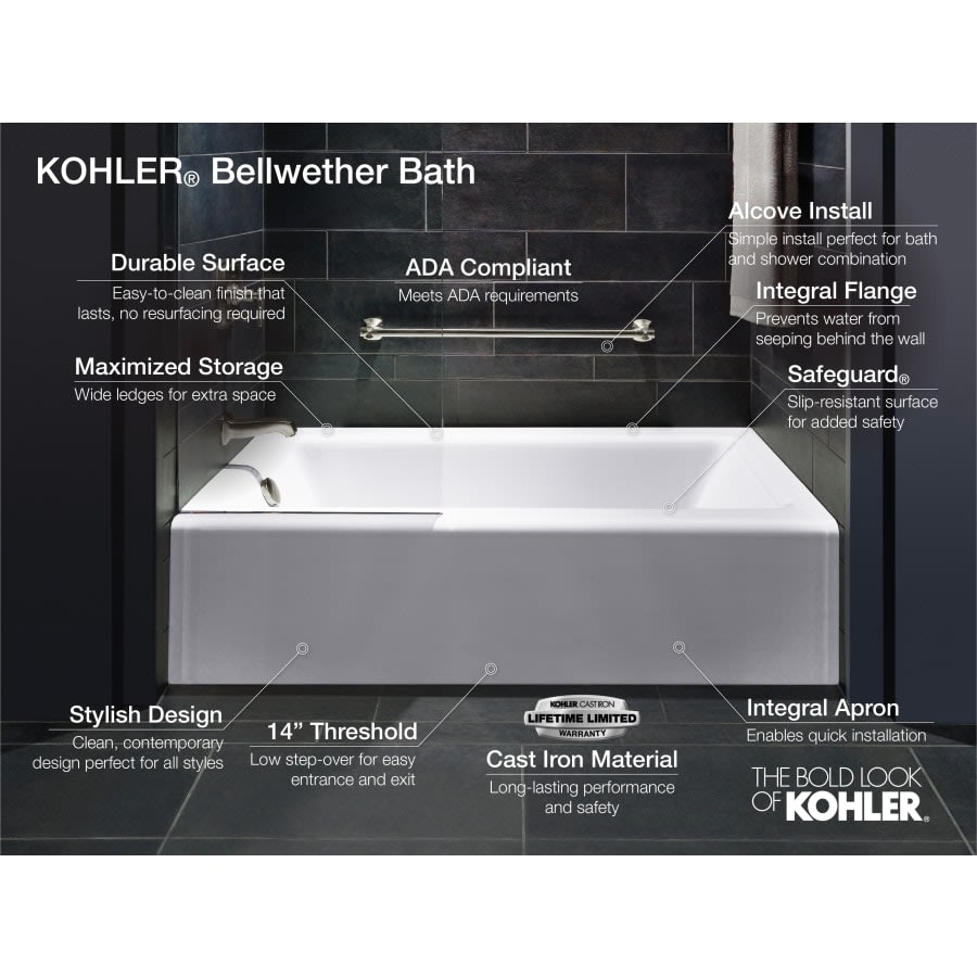 Bellwether 60" Alcove Soaking Tub with Left Drain