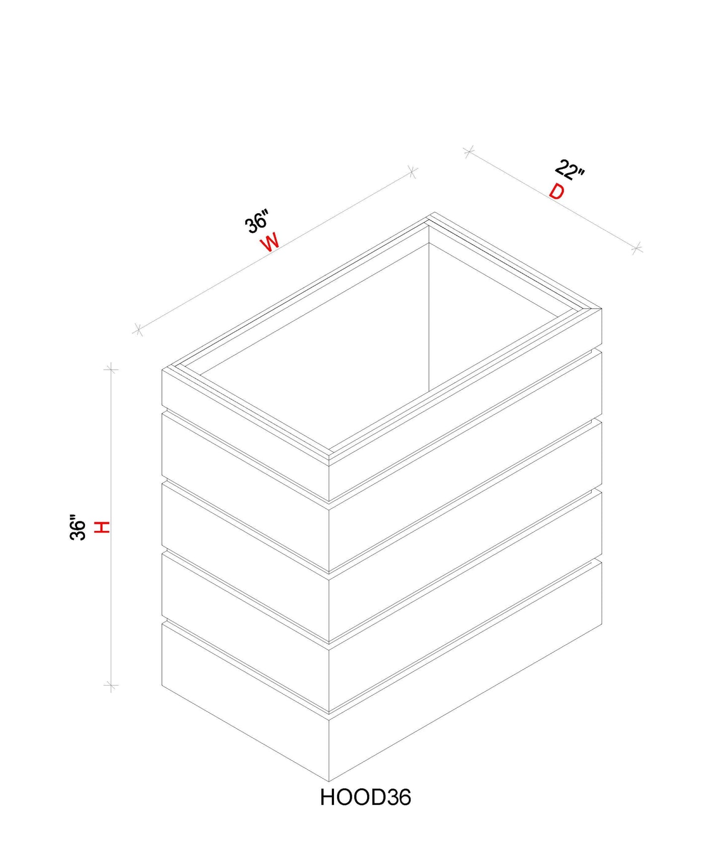 Hood - 36"W x 36"H x 22"D