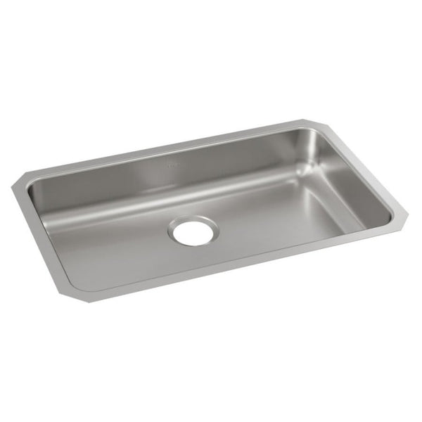 Lustertone™ Classic Single Bowl Kitchen Sink, Under Mount, ADA, 30-1/2 x 18-1/2 in, 5-3/8 in Bowl Depth, 18 ga Lustrous Satin Steel, Stainless