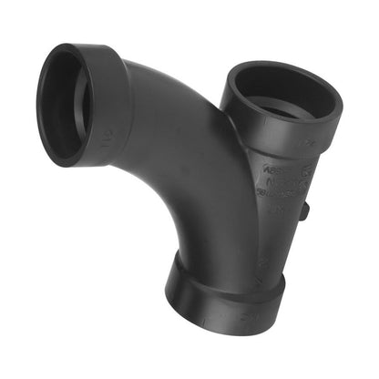 DWV Combination Wye and 45 deg Elbow, 2 x 1-1/2 x 1-1/2 in, Hub, ABS