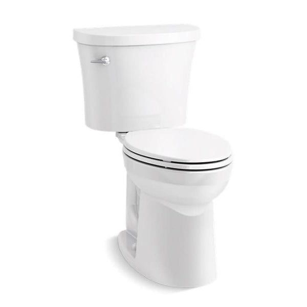 Kingston™ Comfort Height™ Two Piece Toilet, Floor Mount, 12 in Rough, ADA, Elongated Bowl, Left Hand Lever, 1.28 gpf, White