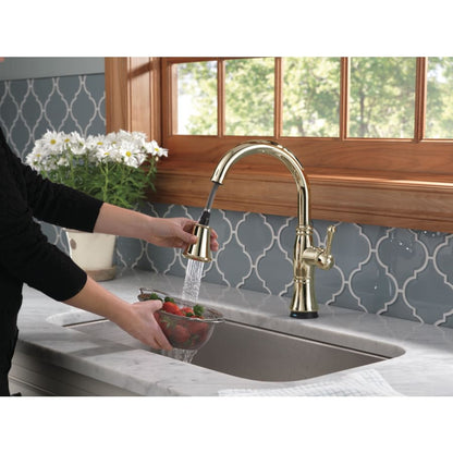 Cassidy Pull-Down Kitchen Faucet with On/Off Touch Activation and Magnetic Docking Spray Head and ShieldSpray - Includes Lifetime Warranty