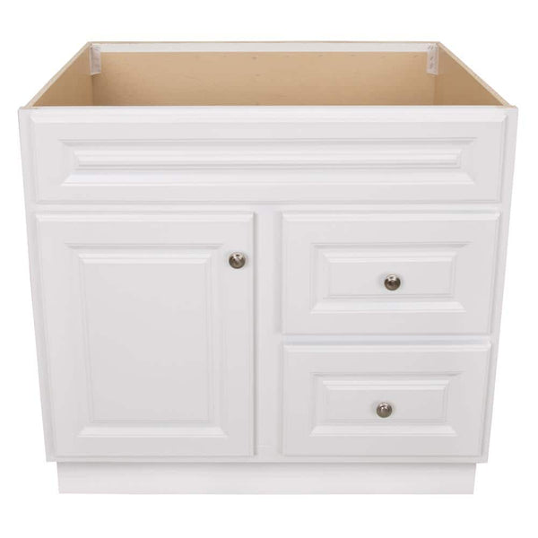 Hampton 36 in. W x 21 in. D x 33.5 in. H Bath Vanity Cabinet without Top in White