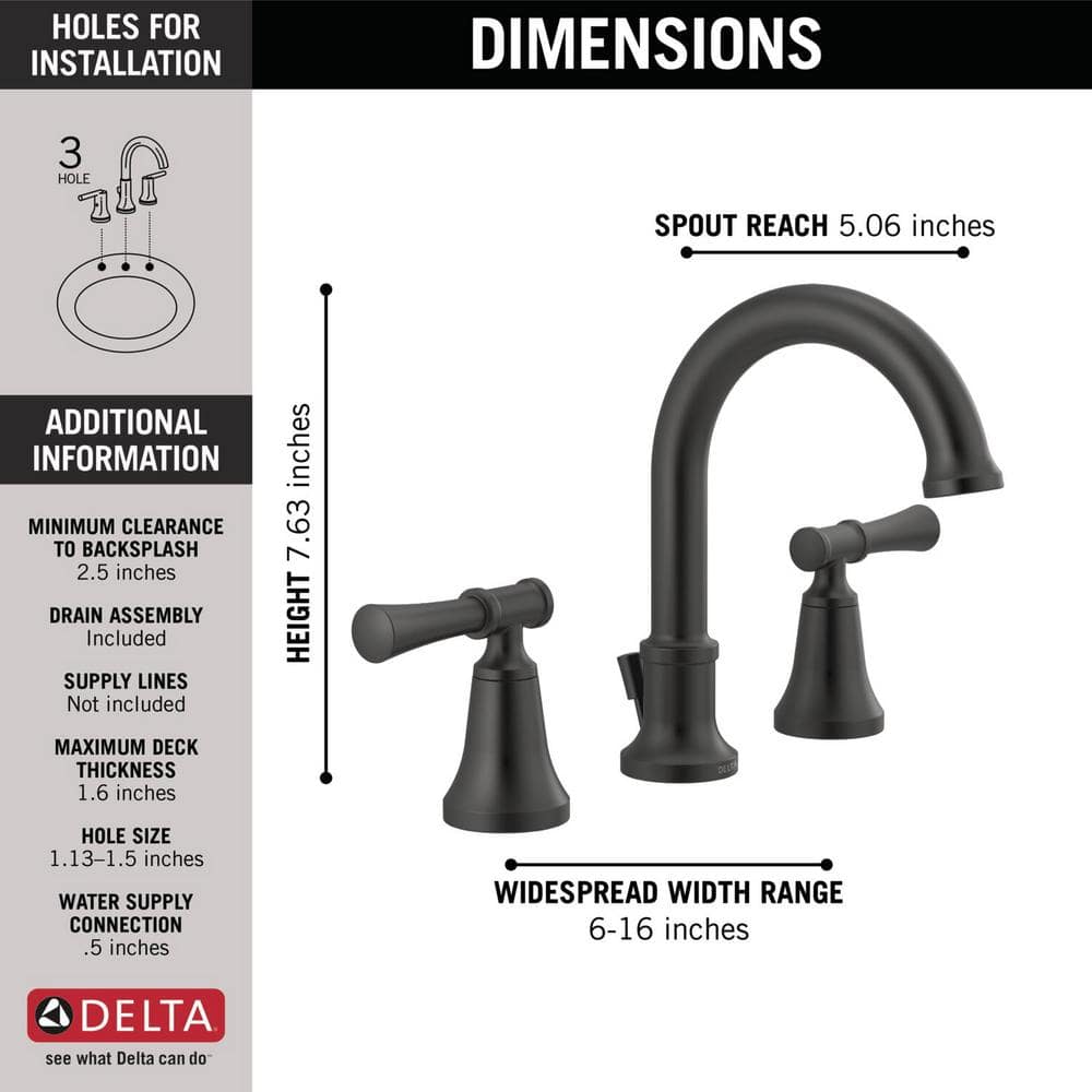 Chamberlain 8 in. Widespread 2-Handle Bathroom Faucet in Matte Black