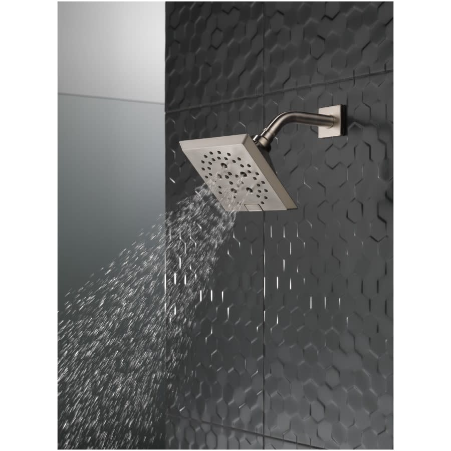 Universal Showering 5-13/16" Square 1.75 GPM Shower Head Full Spray Pattern with Touch Clean and H2Okinetic Technology