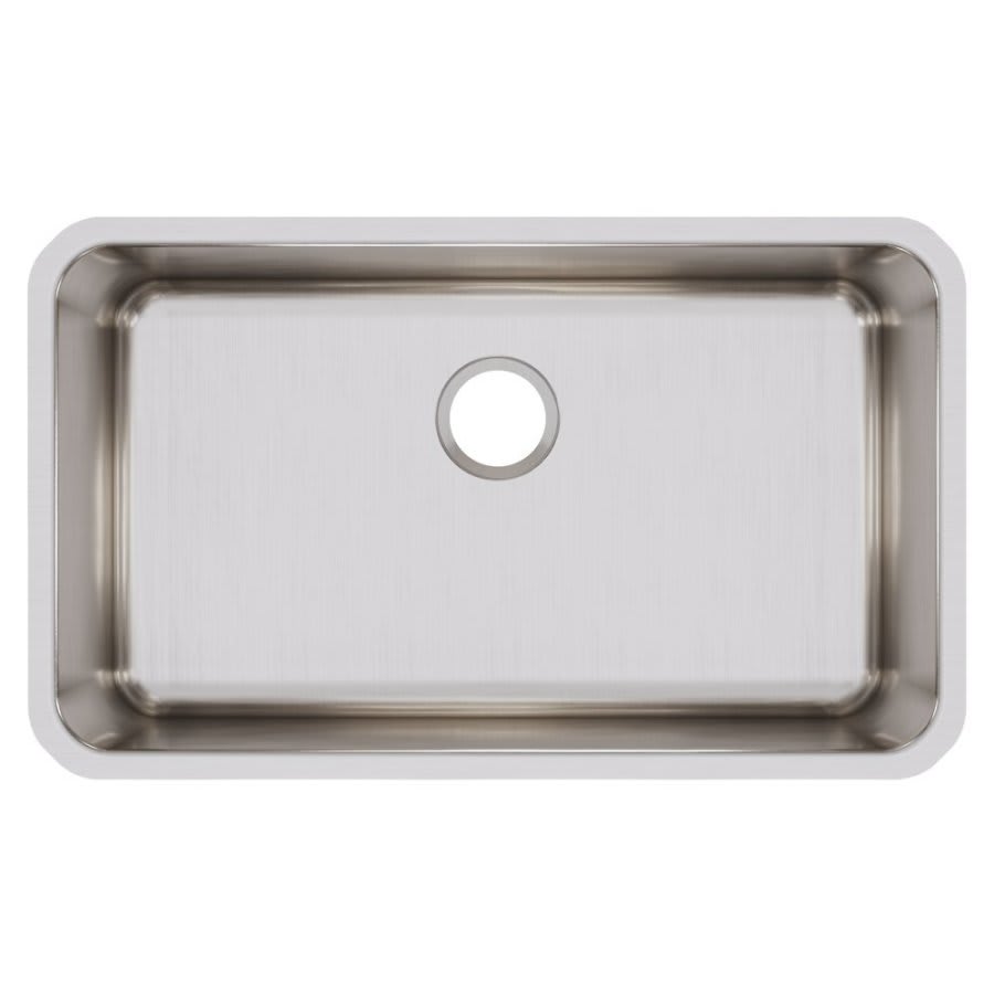 Lustertone™ Classic Single Bowl Kitchen Sink, Under Mount, 30-1/2 x 18-1/2 in, 10 in Bowl Depth, 18 ga Lustrous Satin Steel, Stainless