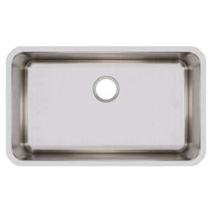 Lustertone™ Classic Single Bowl Kitchen Sink, Under Mount, 30-1/2 x 18-1/2 in, 10 in Bowl Depth, 18 ga Lustrous Satin Steel, Stainless