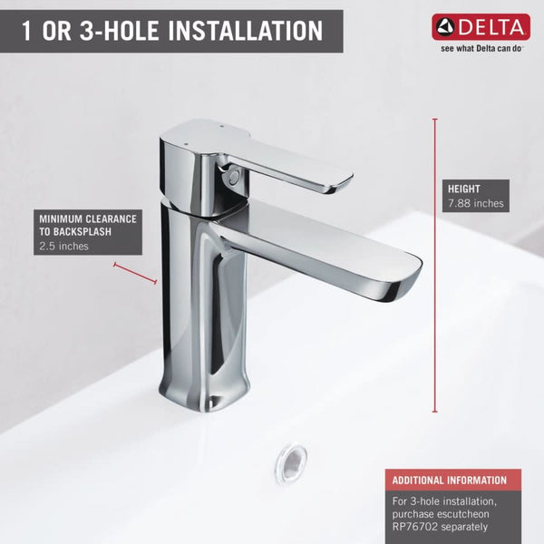 Modern 1.2 GPM Single Hole Bathroom Sink Faucet with Push Pop-up Drain