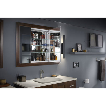 40" x 30" Triple Door Reversible Hinge Frameless Mirrored Medicine Cabinet from the Verdera Collection