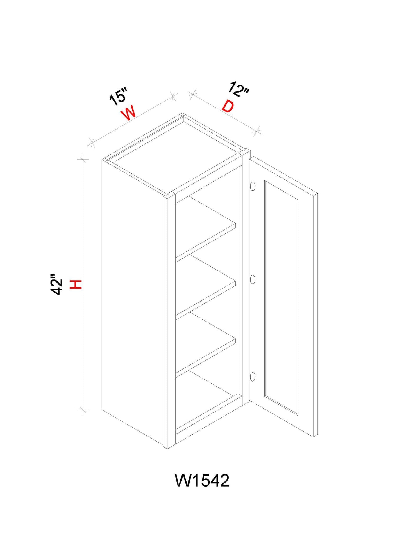 Wall Cabinet - 15"W x 42"H x 12"D
