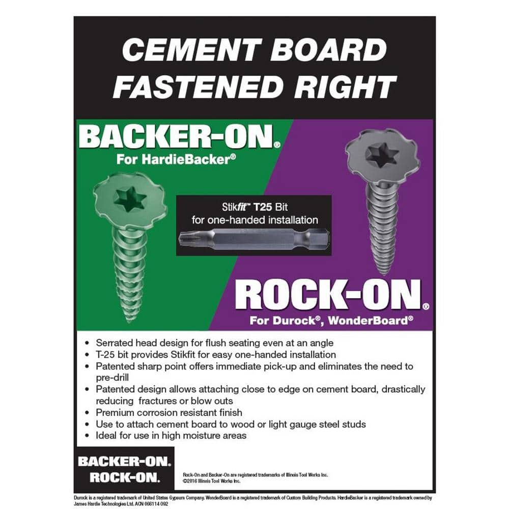 Rock-on #9 x 1-1/4 in. Serrated Flat Head Star Drive Cement Board Screws (185-Pack)