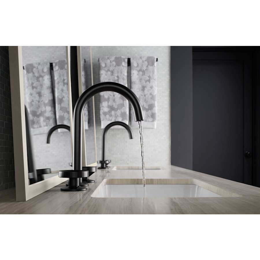 Components 1.2 GPM Widespread Bathroom Faucet with Drain Assembly and Tube Design Spout - Less Handles