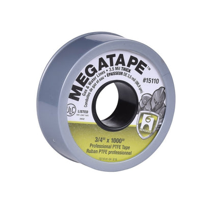 High Density Teflon Tape, 3/4 in W, 1000 in L, Gray