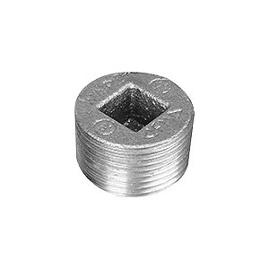 Countersunk Plug, 4 in, FNPT, 150 lb, Malleable Iron, Galvanized, Domestic