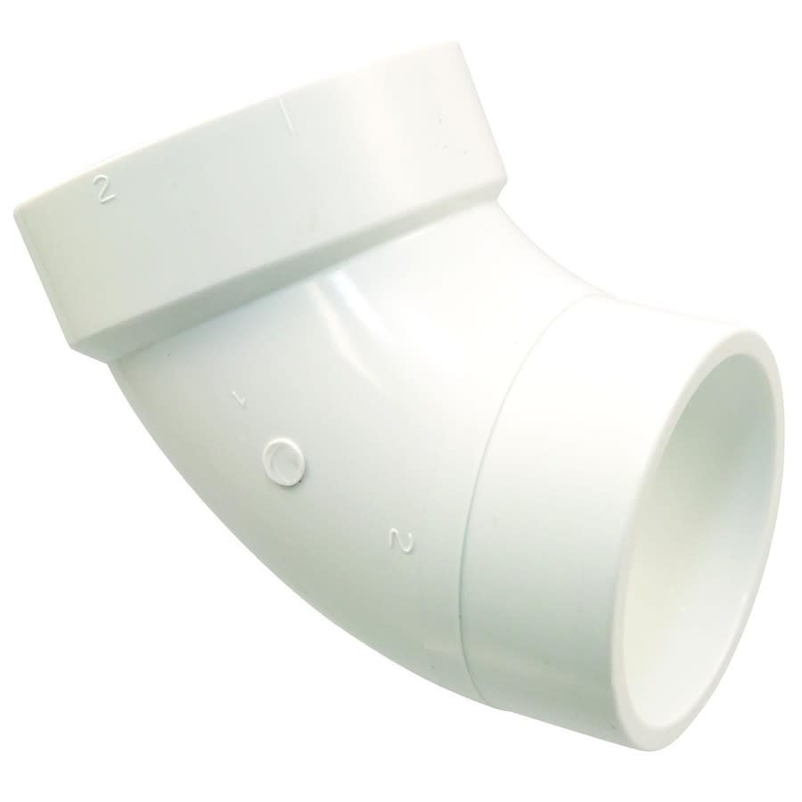 Street 60 deg Elbow, 2 in, Spigot x Hub, DWV, PVC