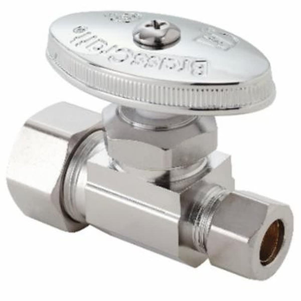 Multi Turn Straight Stop, 5/8 x 3/8 in, Comp, Chrome