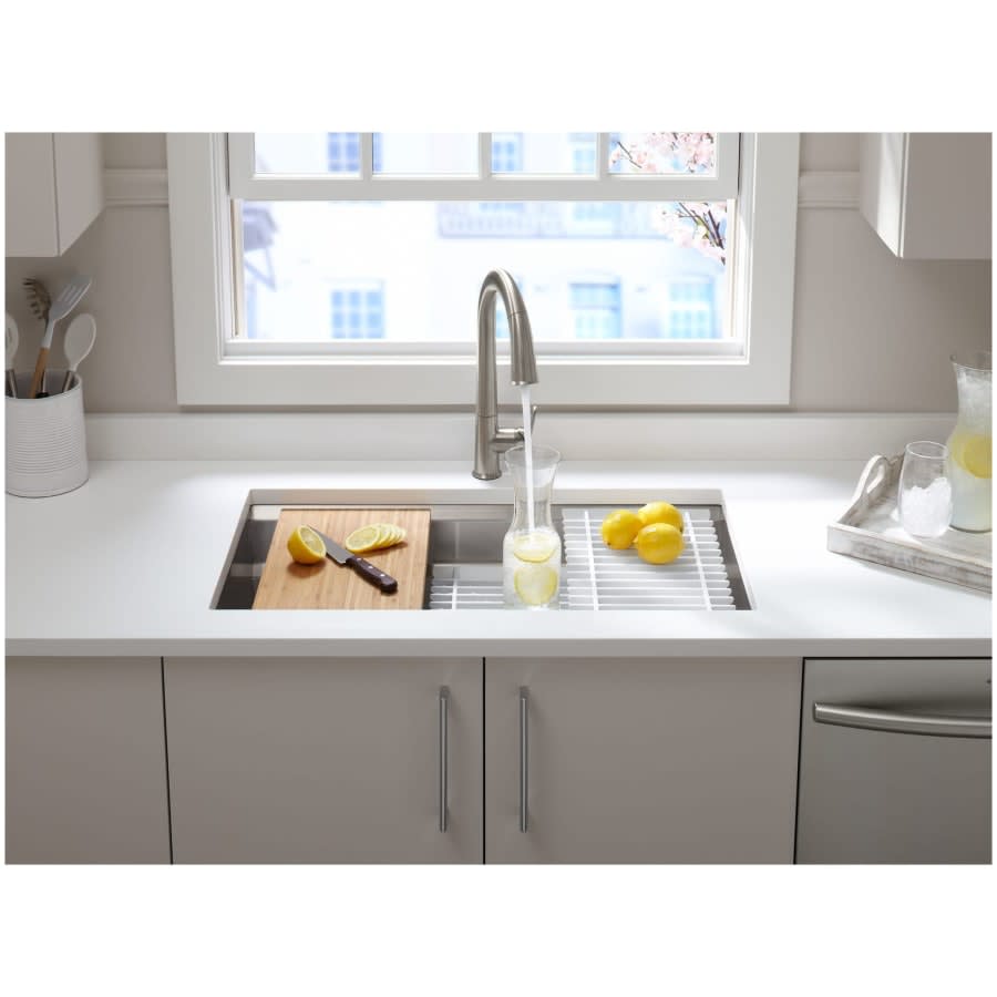 Prolific 33" Workstation Single Basin Undermount Kitchen Sink with Silent Shield Technology and Accessories Included