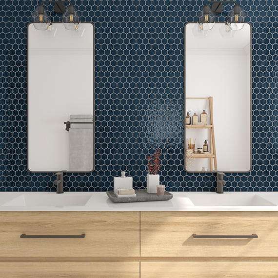 Artezen Dark Blue Herringbone 2X4 Glossy