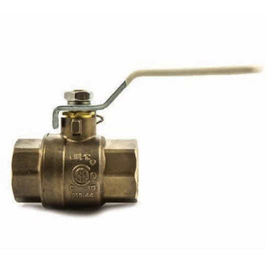 1-Piece Ball Valve, 4 in, FNPT, Full Port, Plated Brass Ball, Bronze