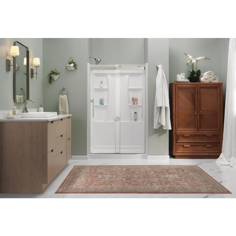 Classic 500 48 in. L x 34 in. W Alcove Shower Pan Base with Center Drain in High Gloss White