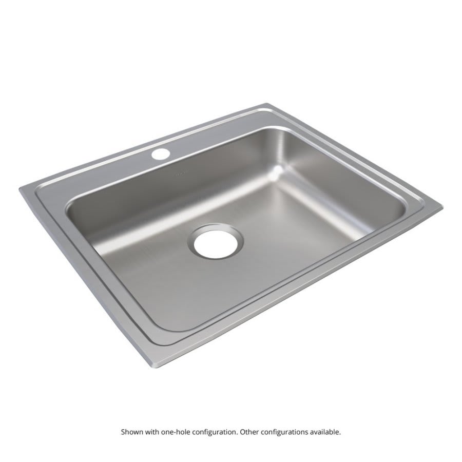 Lustertone™ Classic Single Bowl Kitchen Sink, Top Mount, ADA, 25 x 21-1/4 in, 5-3/8 in Bowl Depth, 3-Hole, 18 ga Lustrous Satin Steel, Stainless
