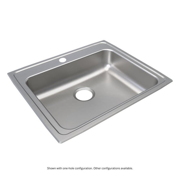 Lustertone™ Classic Single Bowl Kitchen Sink, Top Mount, ADA, 25 x 21-1/4 in, 5-3/8 in Bowl Depth, 3-Hole, 18 ga Lustrous Satin Steel, Stainless