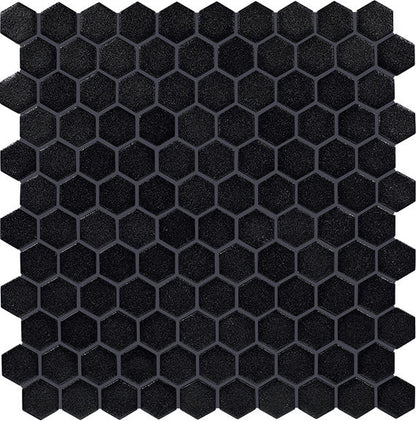Uptown Glass Matte Ebony Hexagon 1X1 Matte