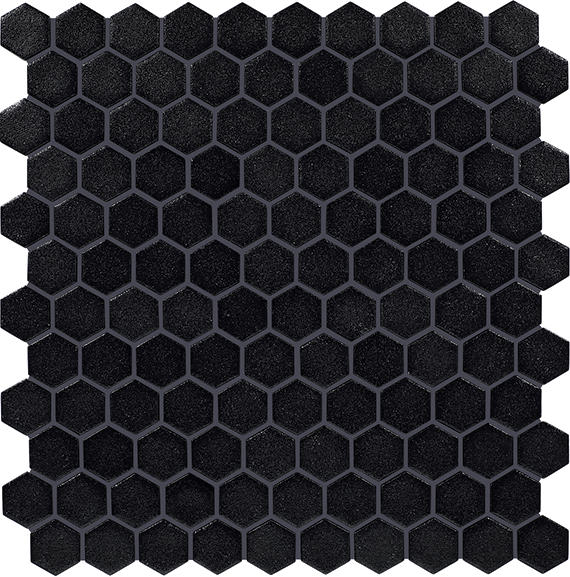 Uptown Glass Matte Ebony Hexagon 1X1 Matte