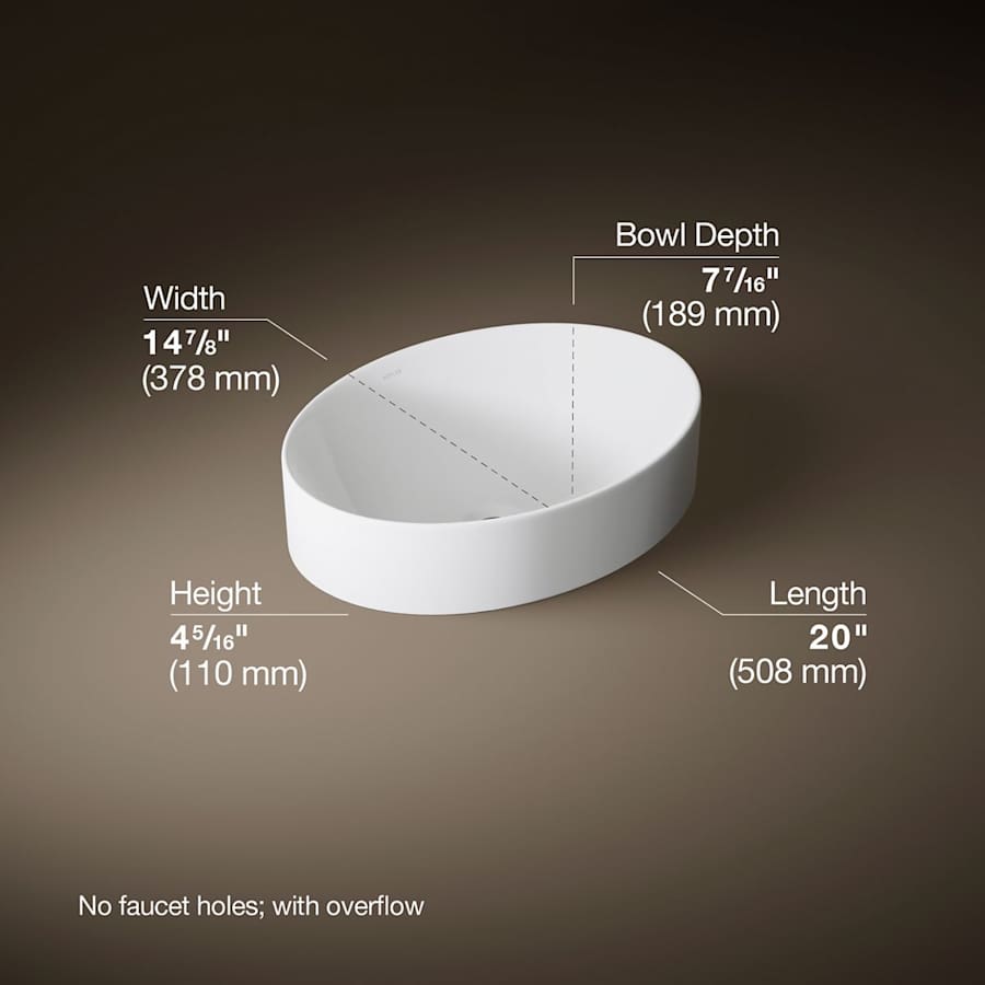 Vox 20" Vessel Vitreous China Bathroom Sink with Overflow