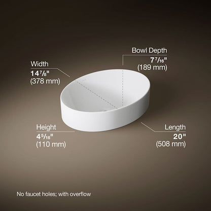 Vox 20" Vessel Vitreous China Bathroom Sink with Overflow
