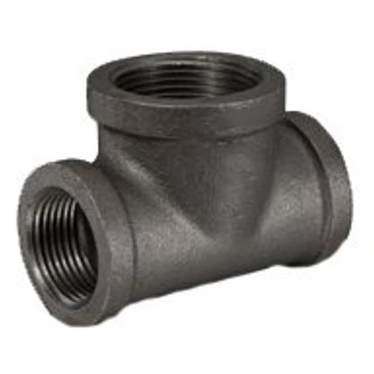 Bull Head Tee, 1/2 x 3/4 in, FNPT, 150 lb, Malleable Iron, Black