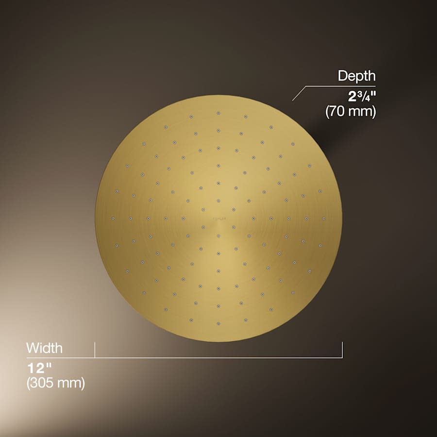 Contemporary Round 12" Single Function 2.5 GPM Rainhead with MasterClean Sprayface and Katalyst Air-Induction Technology