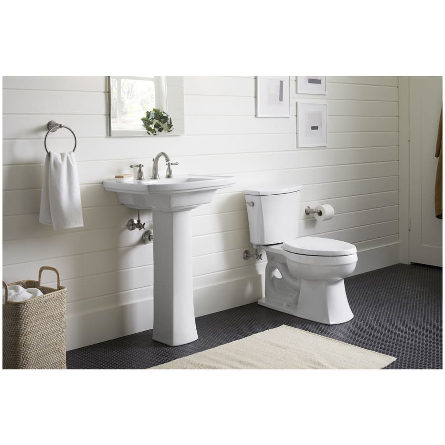 Kelston 24" Rectangular Vitreous China Pedestal Bathroom Sink with Overflow and 3 Faucet Holes at 8" Centers