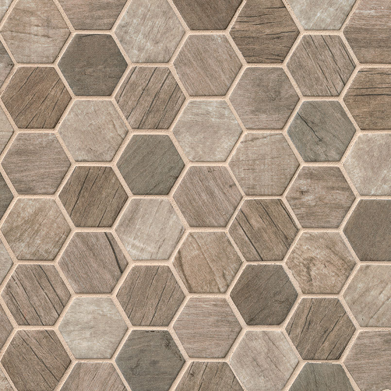 Driftwood Hexagon Mosaic Tile