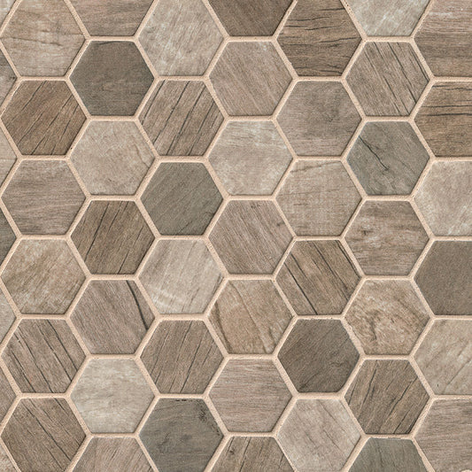 Driftwood Hexagon Mosaic Tile