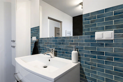 Blue Shimmer Glass Subway Tile